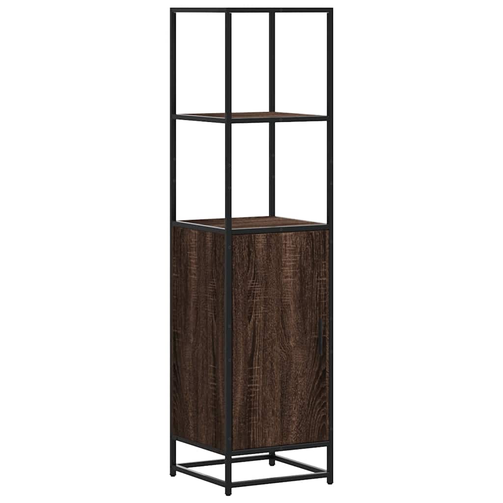 Hoge kast 35,5x35x139 cm bewerkt hout en metaal bruin eiken is nu te koop bij PeponiXL, paradijselijk wonen!