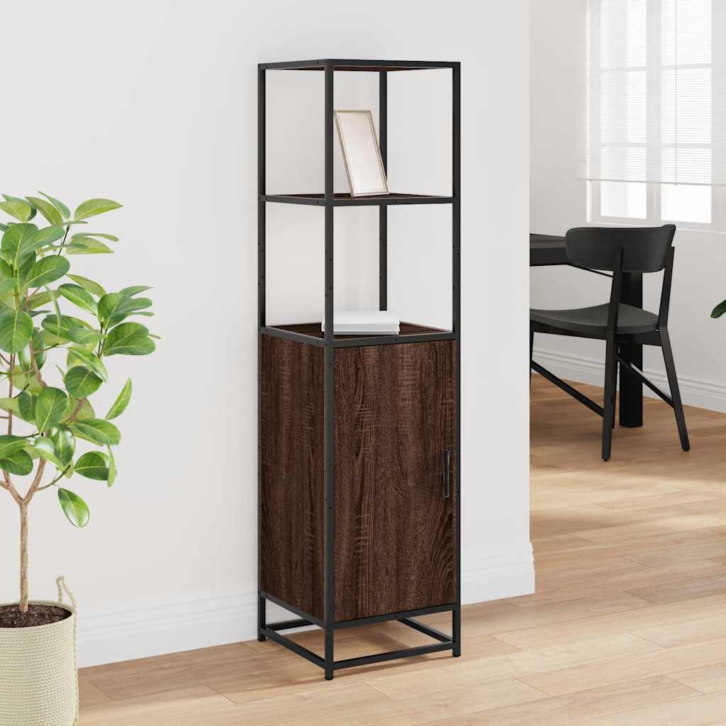 Hoge kast 35,5x35x139 cm bewerkt hout en metaal bruin eiken is nu te koop bij PeponiXL, paradijselijk wonen!