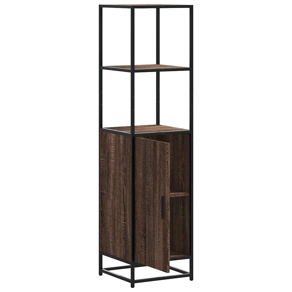 Hoge kast 35,5x35x139 cm bewerkt hout en metaal bruin eiken is nu te koop bij PeponiXL, paradijselijk wonen!