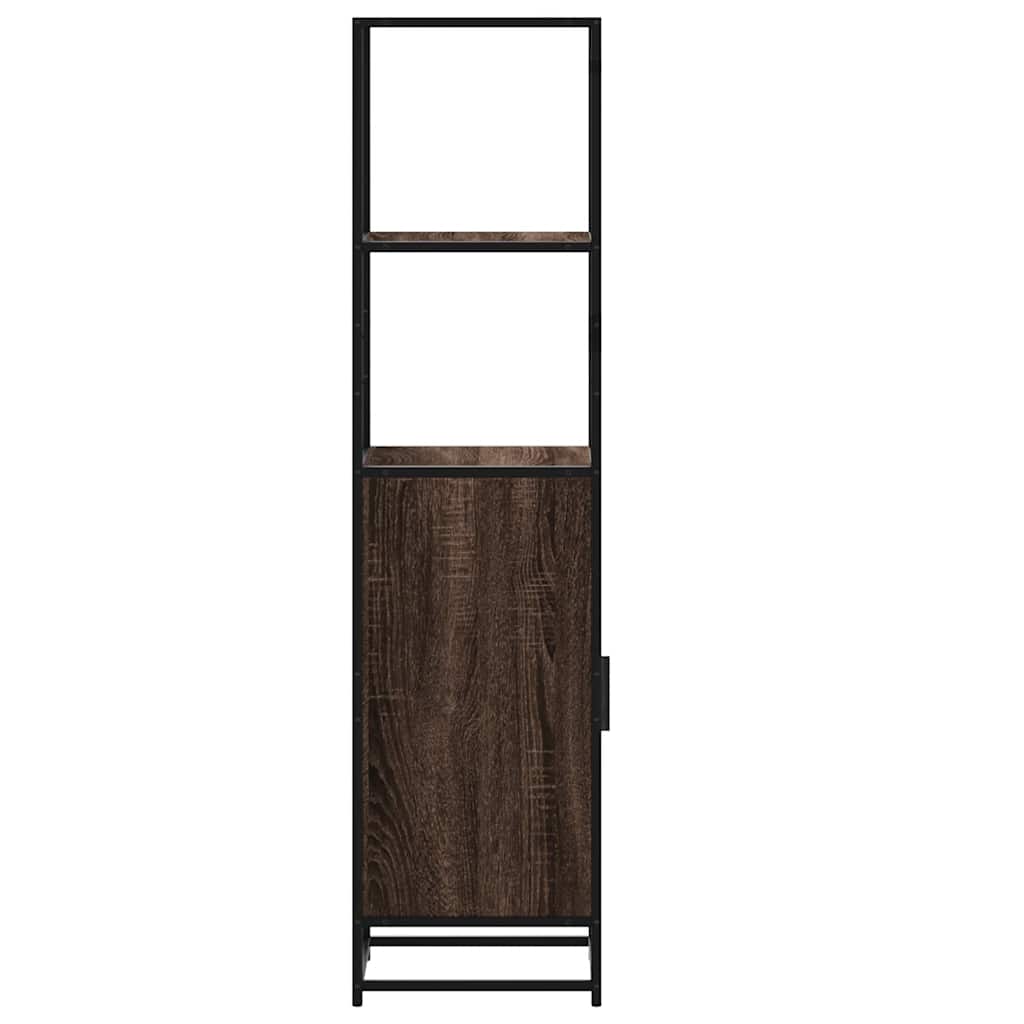 Hoge kast 35,5x35x139 cm bewerkt hout en metaal bruin eiken is nu te koop bij PeponiXL, paradijselijk wonen!
