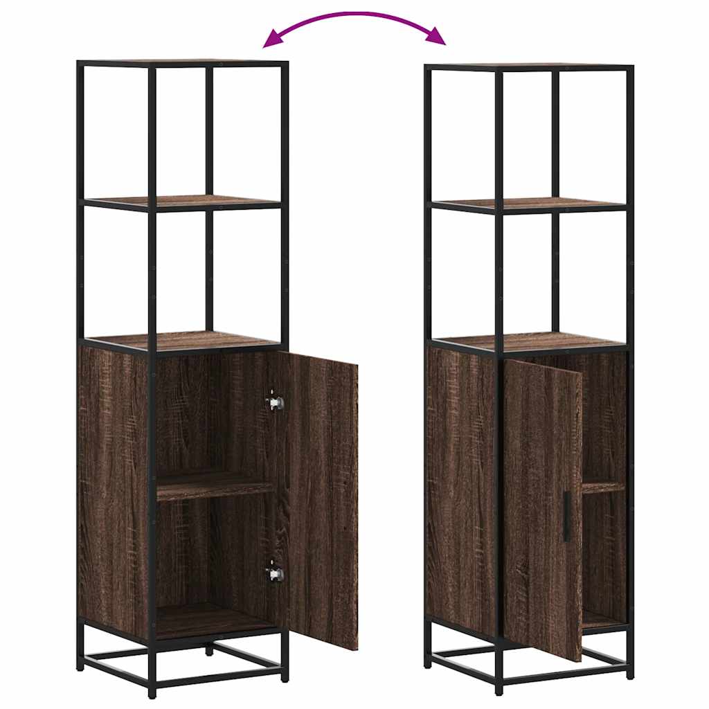 Hoge kast 35,5x35x139 cm bewerkt hout en metaal bruin eiken is nu te koop bij PeponiXL, paradijselijk wonen!