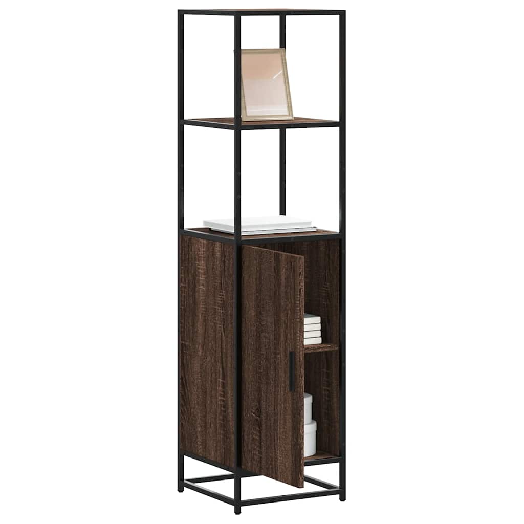Hoge kast 35,5x35x139 cm bewerkt hout en metaal bruin eiken is nu te koop bij PeponiXL, paradijselijk wonen!
