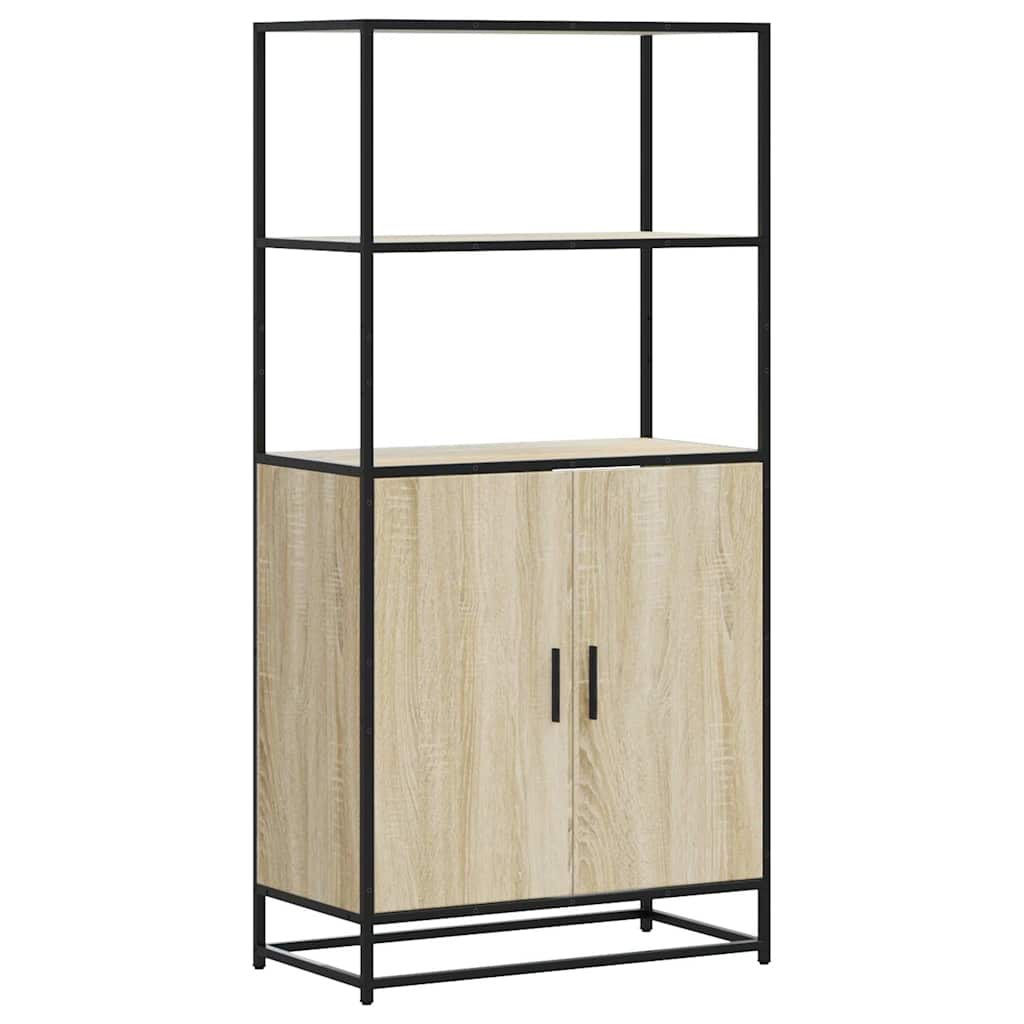 Hoge kast 68x35x139 cm bewerkt hout en metaal zwart is nu te koop bij PeponiXL, paradijselijk wonen!