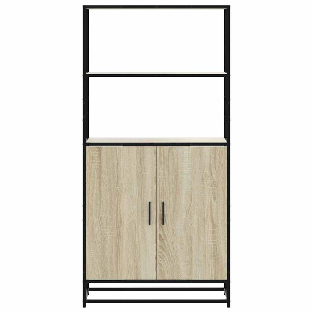Hoge kast 68x35x139 cm bewerkt hout en metaal zwart is nu te koop bij PeponiXL, paradijselijk wonen!