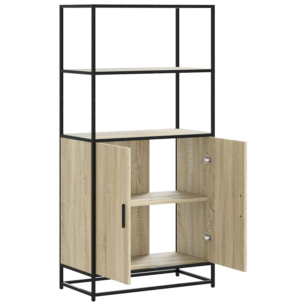 Hoge kast 68x35x139 cm bewerkt hout en metaal zwart is nu te koop bij PeponiXL, paradijselijk wonen!