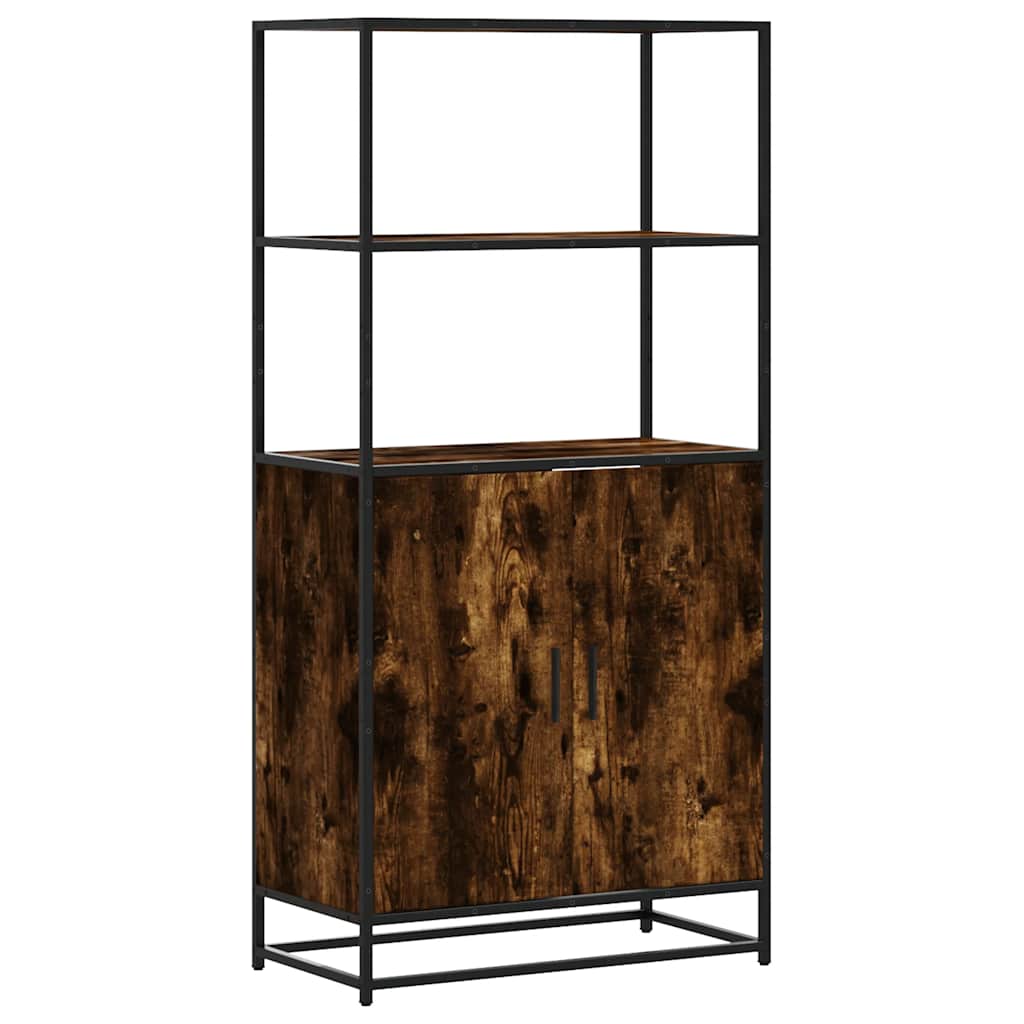 Hoge kast 68x35x139cm bewerkt hout en metaal gerookt eikenkleur is nu te koop bij PeponiXL, paradijselijk wonen!