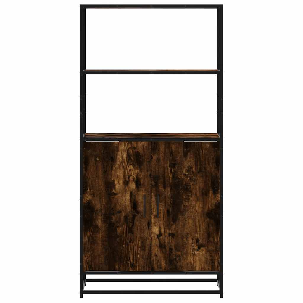 Hoge kast 68x35x139cm bewerkt hout en metaal gerookt eikenkleur is nu te koop bij PeponiXL, paradijselijk wonen!