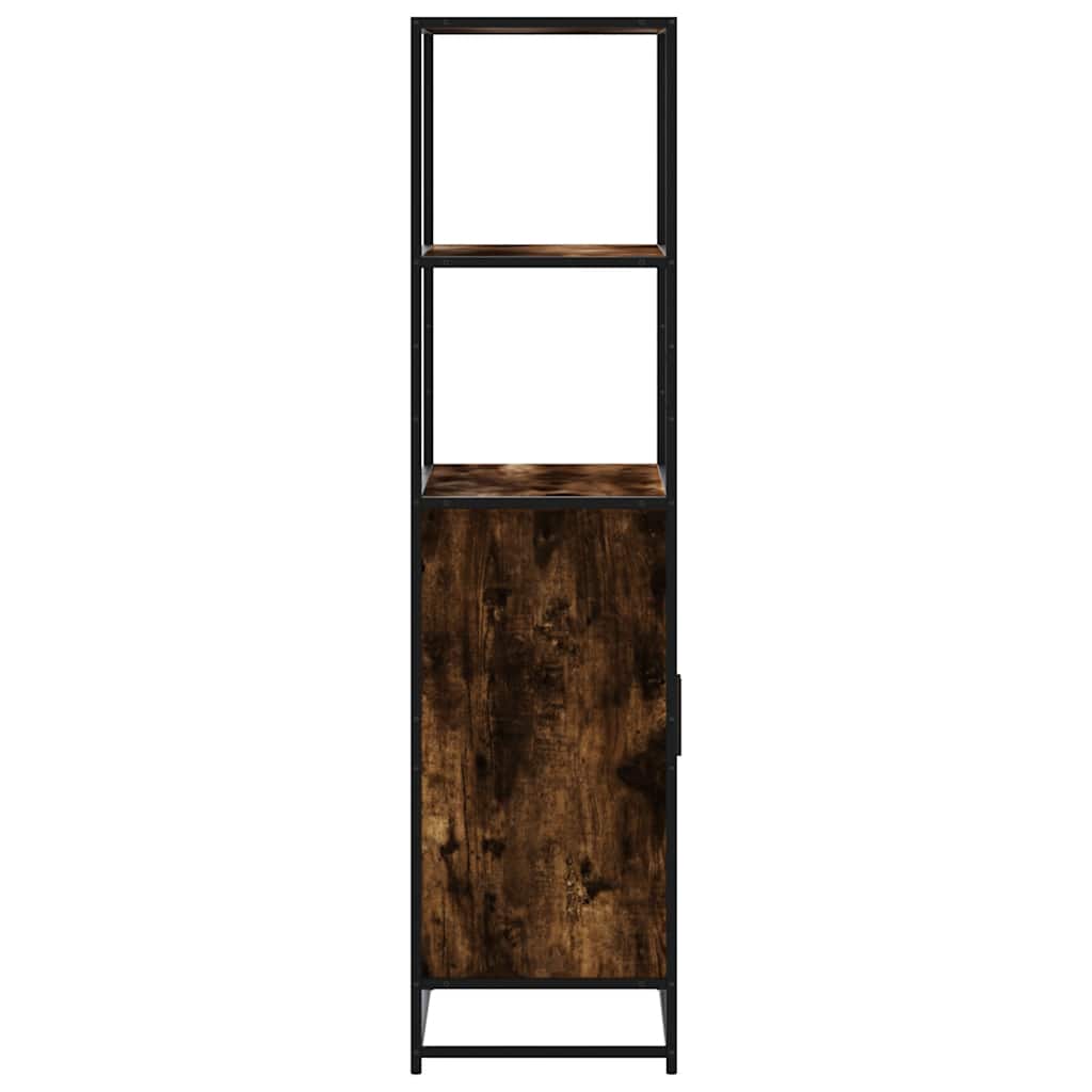 Hoge kast 68x35x139cm bewerkt hout en metaal gerookt eikenkleur is nu te koop bij PeponiXL, paradijselijk wonen!