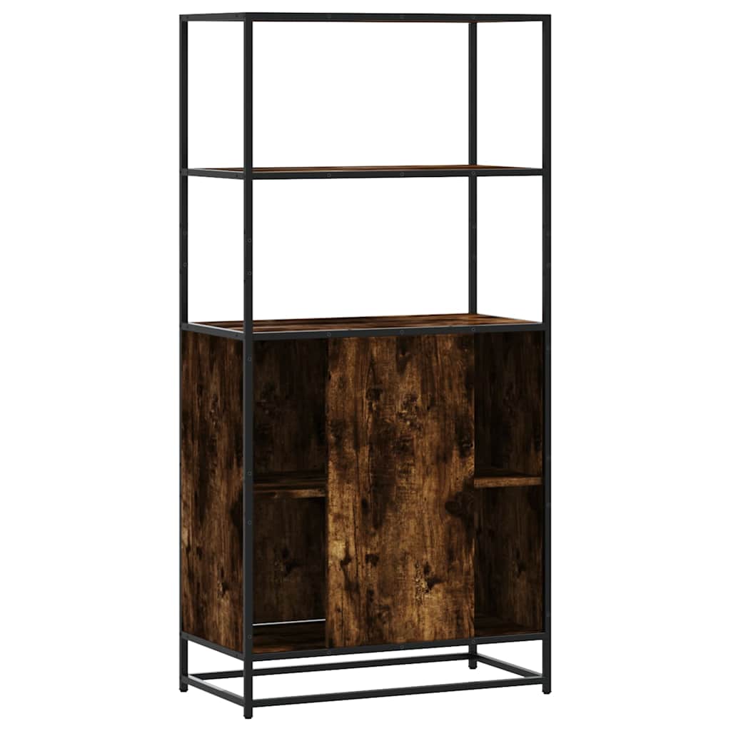 Hoge kast 68x35x139cm bewerkt hout en metaal gerookt eikenkleur is nu te koop bij PeponiXL, paradijselijk wonen!