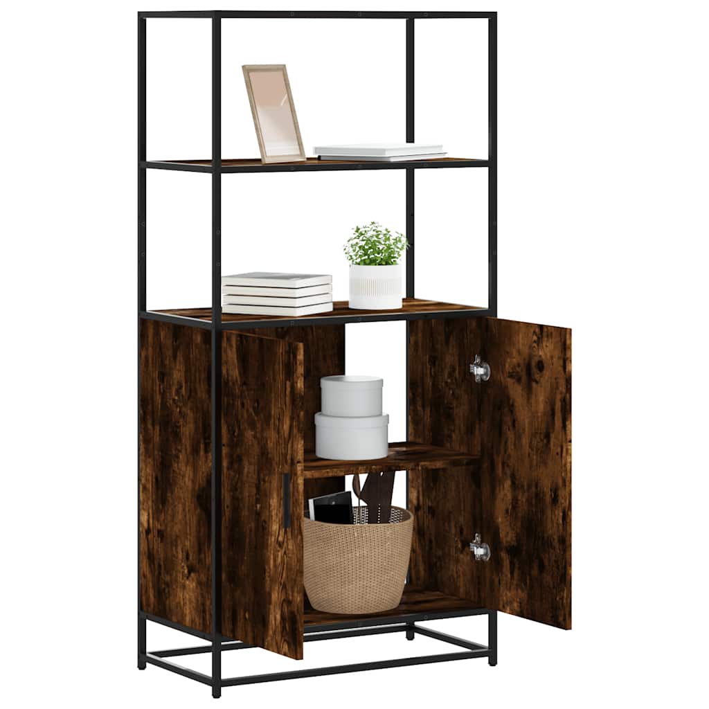 Hoge kast 68x35x139cm bewerkt hout en metaal gerookt eikenkleur is nu te koop bij PeponiXL, paradijselijk wonen!