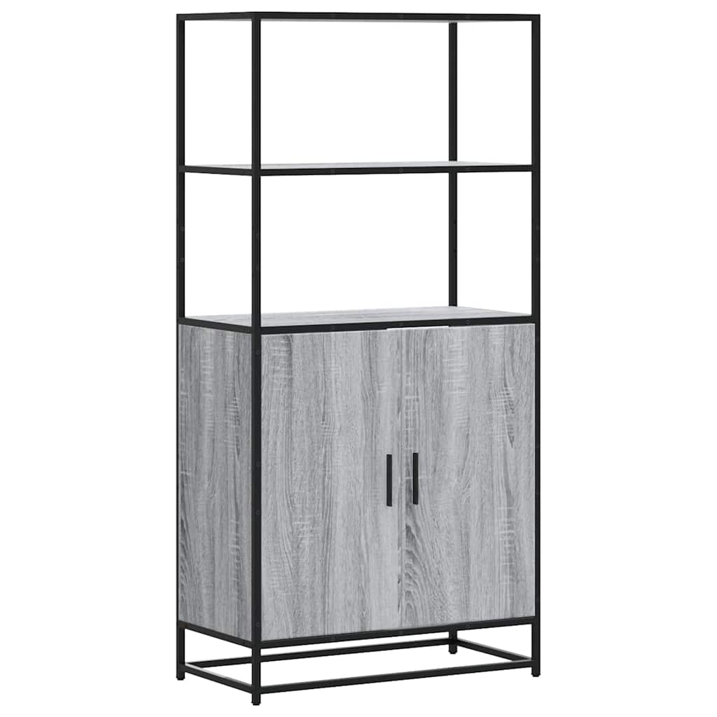 Hoge kast 68x35x139cm bewerkt hout en metaal grijs sonoma eiken is nu te koop bij PeponiXL, paradijselijk wonen!