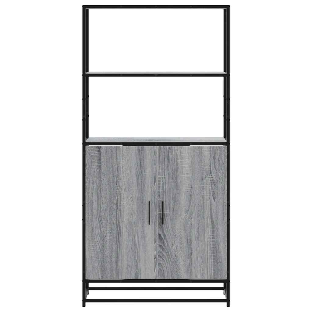Hoge kast 68x35x139cm bewerkt hout en metaal grijs sonoma eiken is nu te koop bij PeponiXL, paradijselijk wonen!