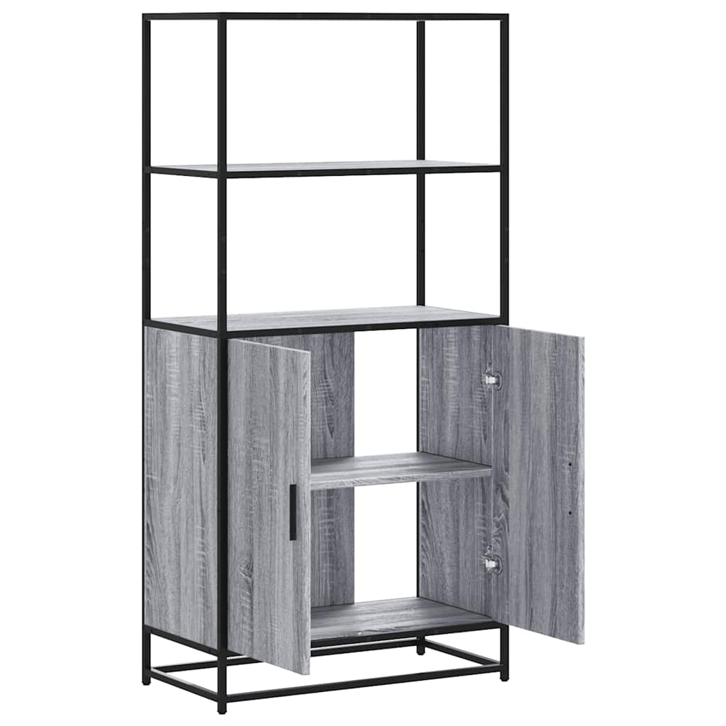Hoge kast 68x35x139cm bewerkt hout en metaal grijs sonoma eiken is nu te koop bij PeponiXL, paradijselijk wonen!