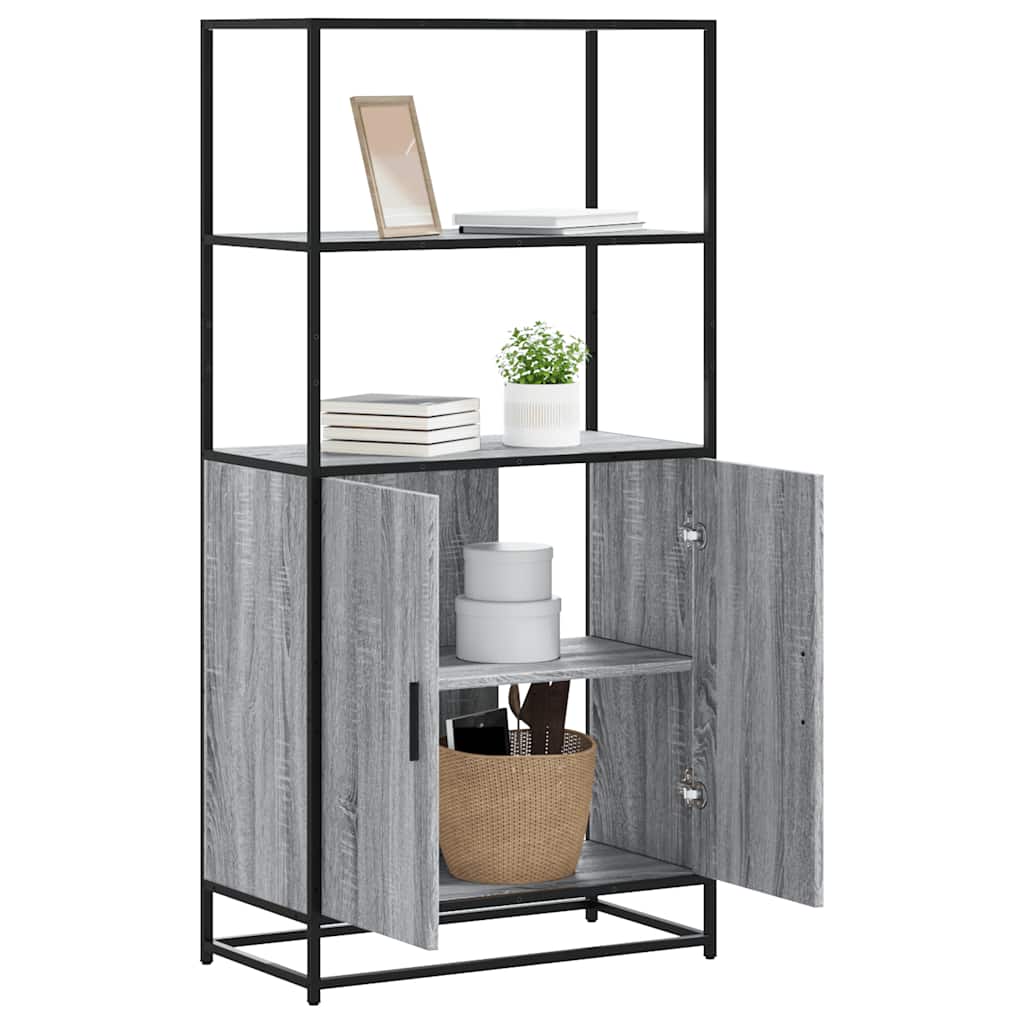 Hoge kast 68x35x139cm bewerkt hout en metaal grijs sonoma eiken is nu te koop bij PeponiXL, paradijselijk wonen!