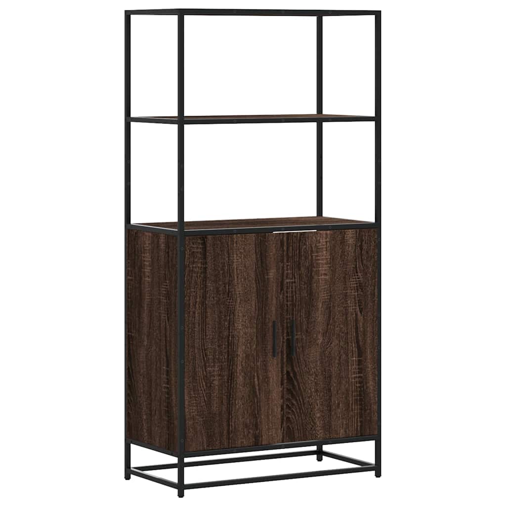 Hoge kast 68x35x139 cm bewerkt hout en metaal bruin eikenkleur is nu te koop bij PeponiXL, paradijselijk wonen!