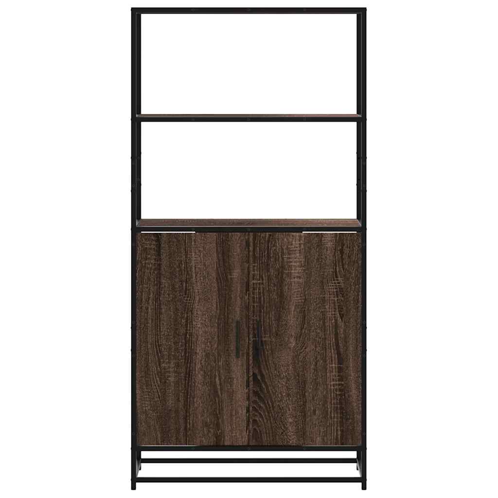 Hoge kast 68x35x139 cm bewerkt hout en metaal bruin eikenkleur is nu te koop bij PeponiXL, paradijselijk wonen!