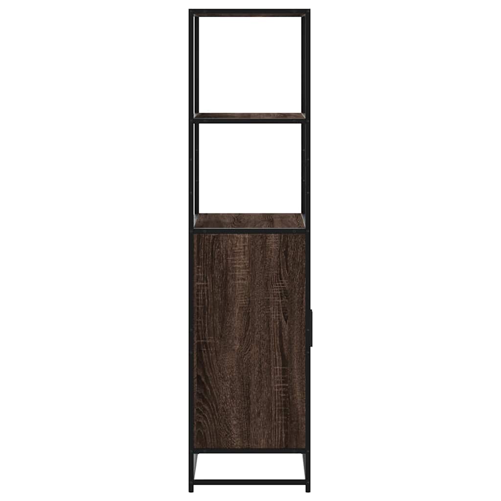 Hoge kast 68x35x139 cm bewerkt hout en metaal bruin eikenkleur is nu te koop bij PeponiXL, paradijselijk wonen!
