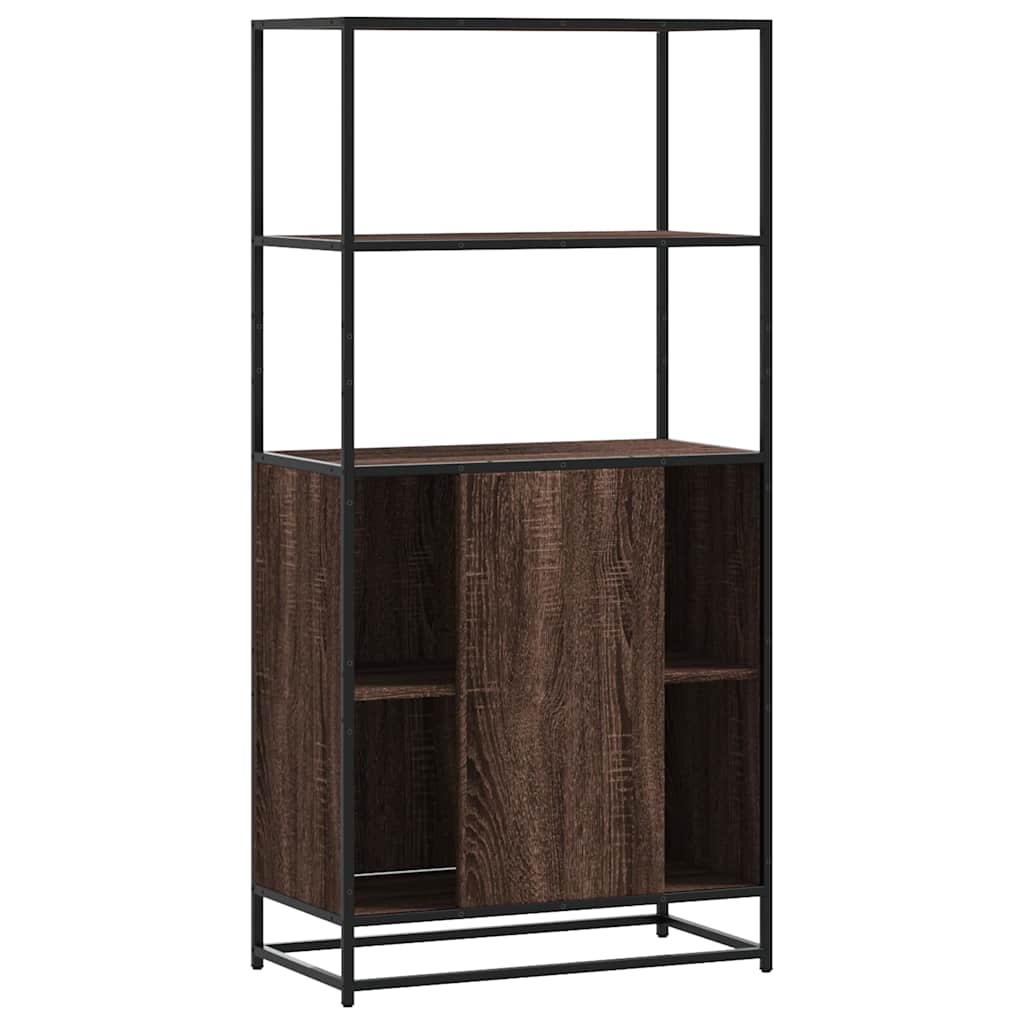 Hoge kast 68x35x139 cm bewerkt hout en metaal bruin eikenkleur is nu te koop bij PeponiXL, paradijselijk wonen!