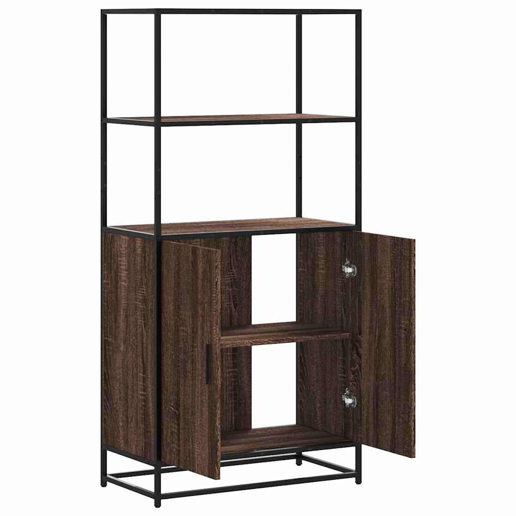 Hoge kast 68x35x139 cm bewerkt hout en metaal bruin eikenkleur is nu te koop bij PeponiXL, paradijselijk wonen!