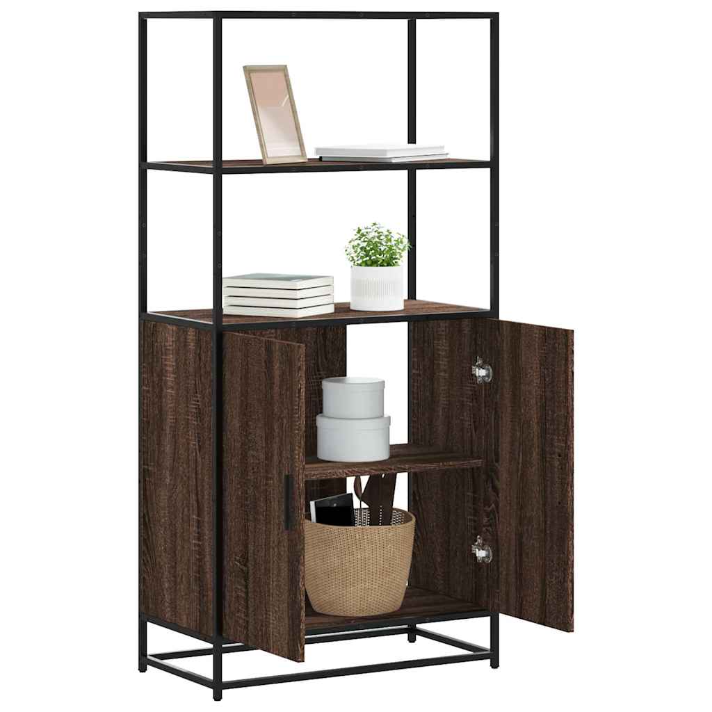 Hoge kast 68x35x139 cm bewerkt hout en metaal bruin eikenkleur is nu te koop bij PeponiXL, paradijselijk wonen!