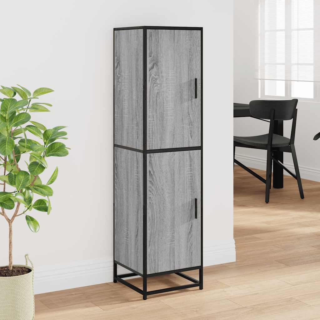 Hoge kast 35,5x35x139 cm bewerkt hout en metaal grijs sonoma is nu te koop bij PeponiXL, paradijselijk wonen!
