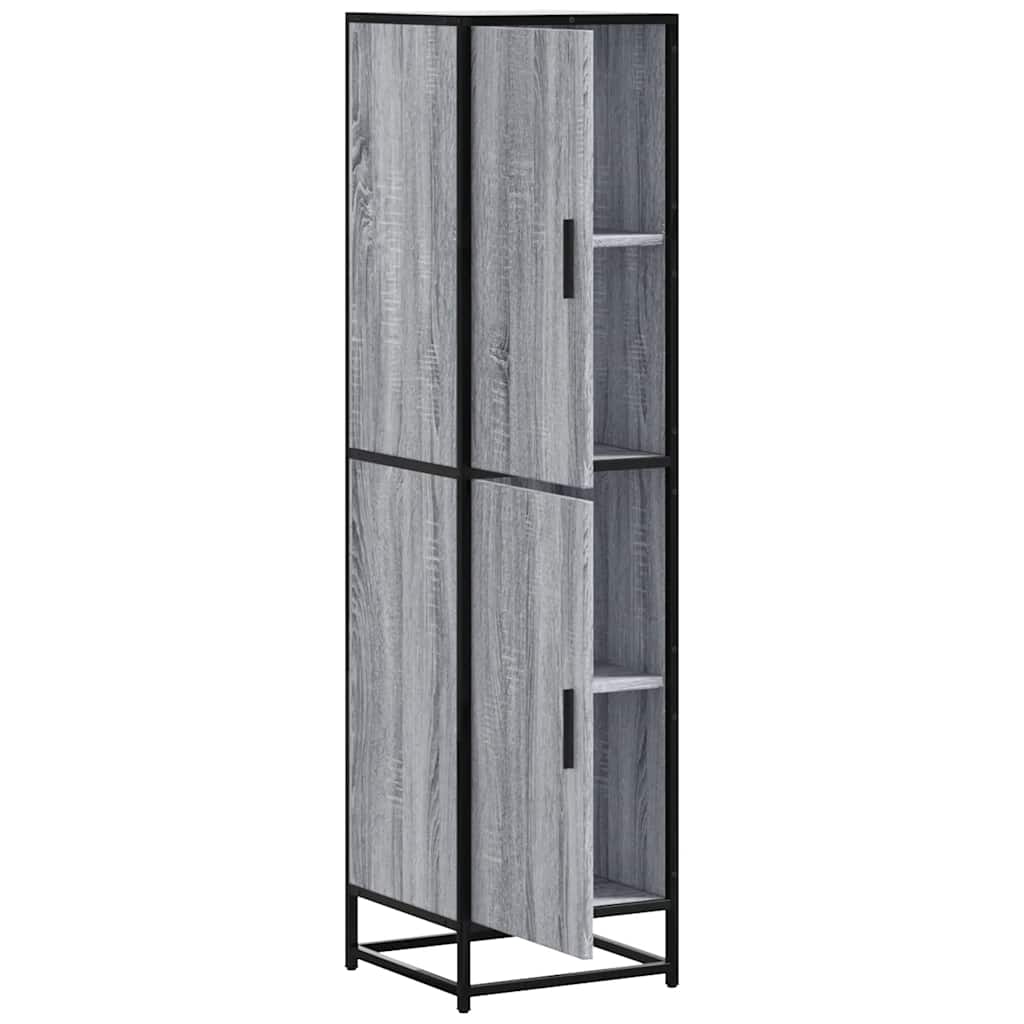 Hoge kast 35,5x35x139 cm bewerkt hout en metaal grijs sonoma is nu te koop bij PeponiXL, paradijselijk wonen!