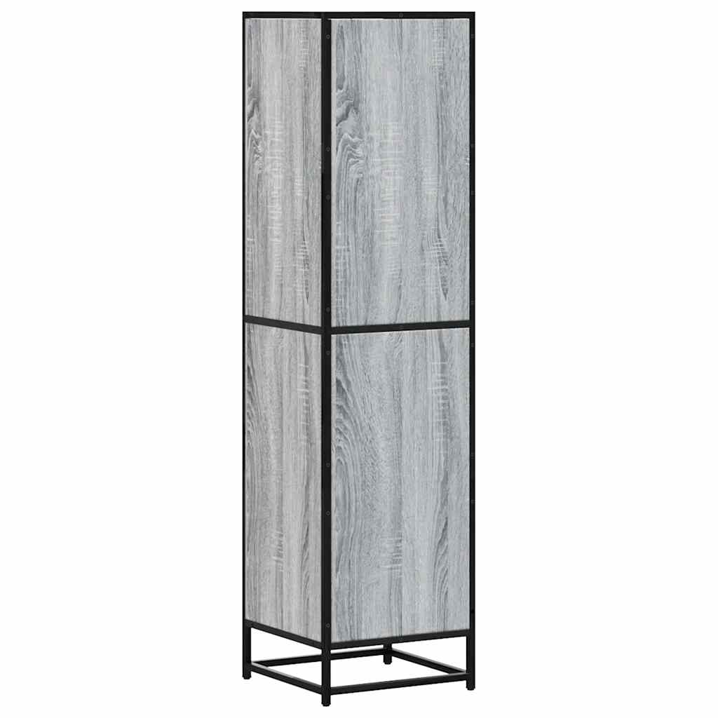 Hoge kast 35,5x35x139 cm bewerkt hout en metaal grijs sonoma is nu te koop bij PeponiXL, paradijselijk wonen!