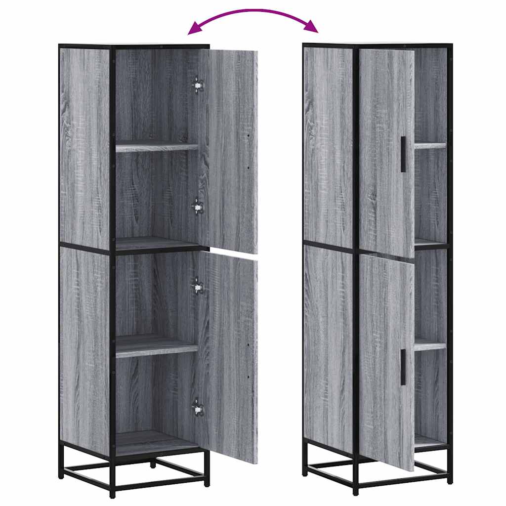 Hoge kast 35,5x35x139 cm bewerkt hout en metaal grijs sonoma is nu te koop bij PeponiXL, paradijselijk wonen!