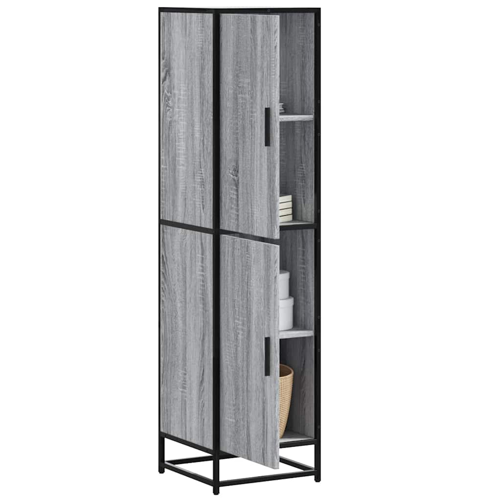Hoge kast 35,5x35x139 cm bewerkt hout en metaal grijs sonoma is nu te koop bij PeponiXL, paradijselijk wonen!