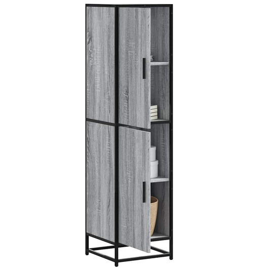 Hoge kast 35,5x35x139 cm bewerkt hout en metaal grijs sonoma is nu te koop bij PeponiXL, paradijselijk wonen!