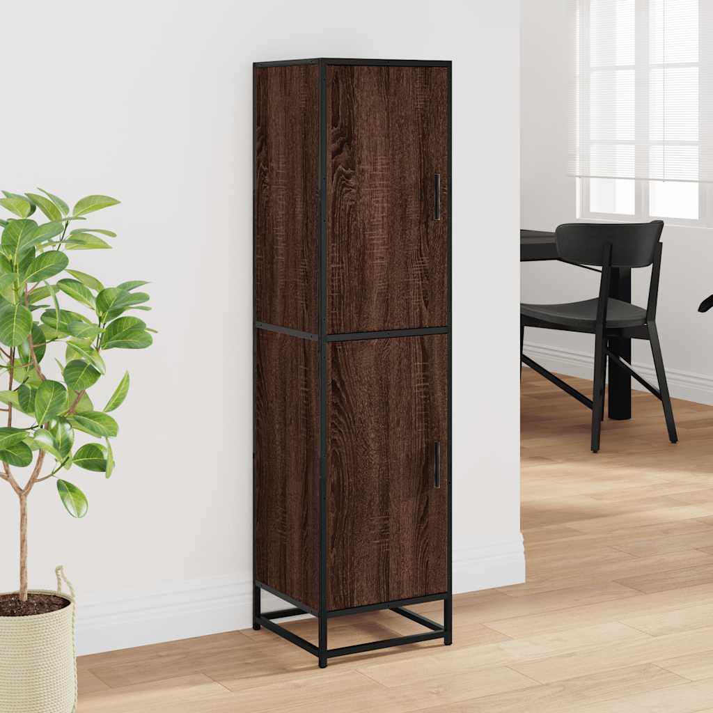 Hoge kast 35,5x35x139 cm bewerkt hout en metaal bruin eiken is nu te koop bij PeponiXL, paradijselijk wonen!
