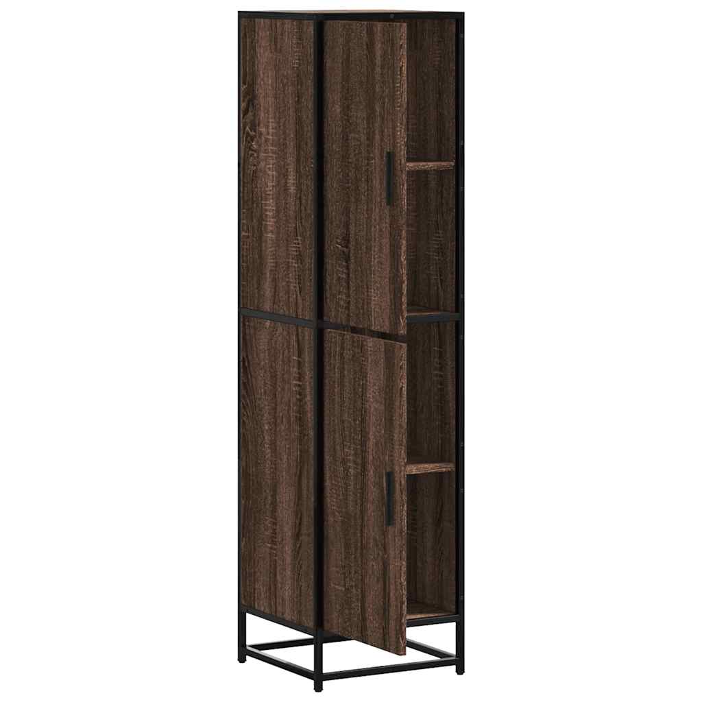 Hoge kast 35,5x35x139 cm bewerkt hout en metaal bruin eiken is nu te koop bij PeponiXL, paradijselijk wonen!