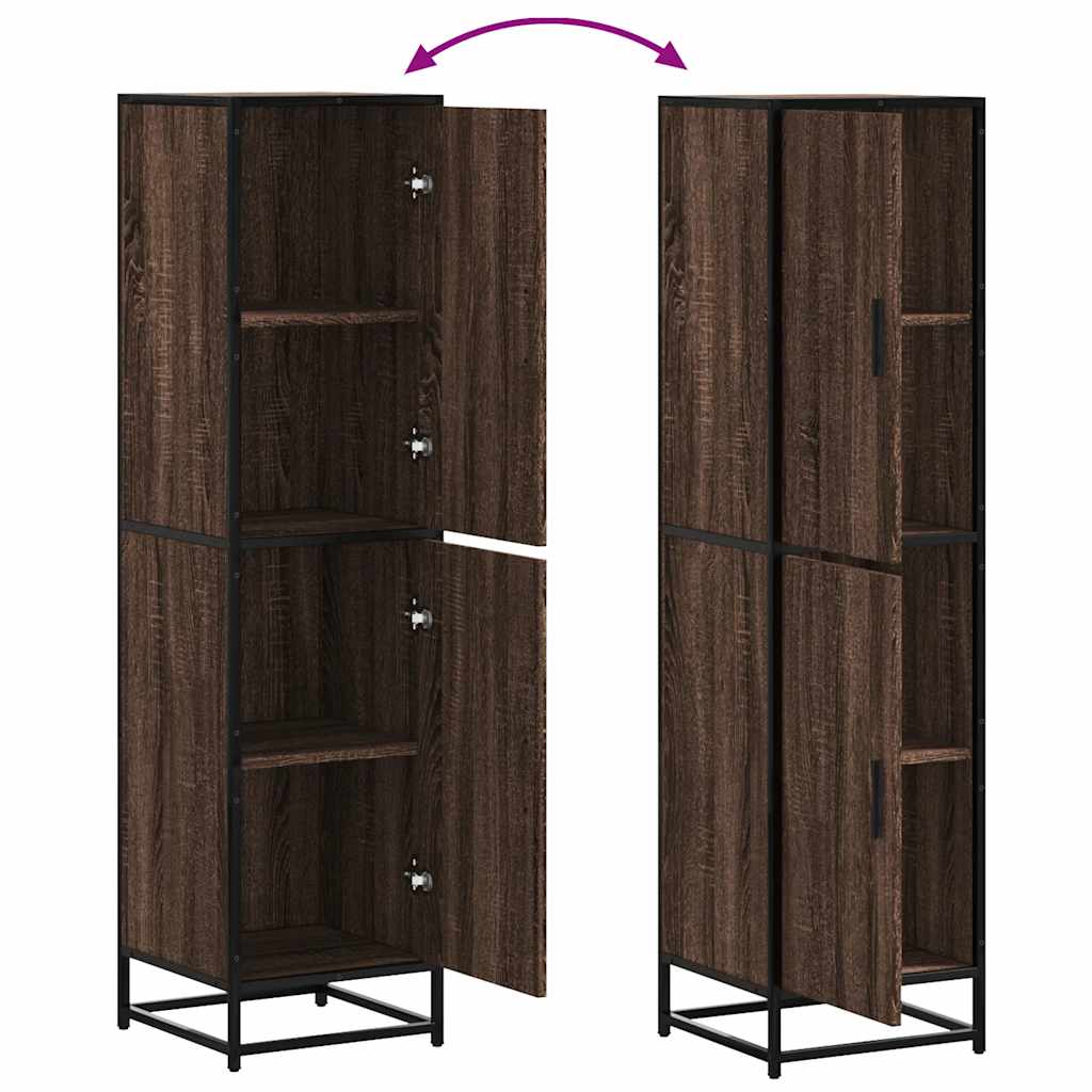Hoge kast 35,5x35x139 cm bewerkt hout en metaal bruin eiken is nu te koop bij PeponiXL, paradijselijk wonen!