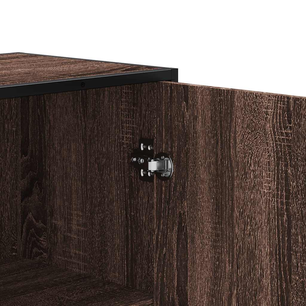 Hoge kast 35,5x35x139 cm bewerkt hout en metaal bruin eiken is nu te koop bij PeponiXL, paradijselijk wonen!