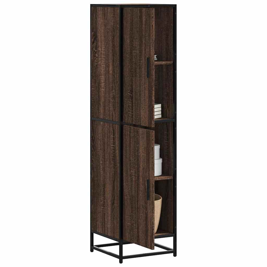 Hoge kast 35,5x35x139 cm bewerkt hout en metaal bruin eiken is nu te koop bij PeponiXL, paradijselijk wonen!