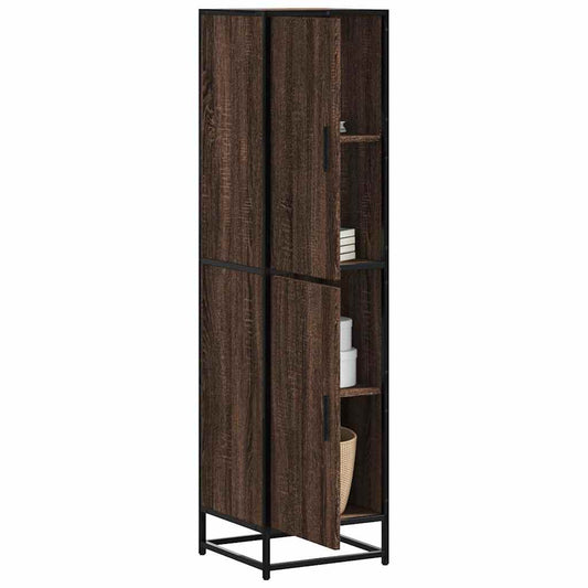 Hoge kast 35,5x35x139 cm bewerkt hout en metaal bruin eiken is nu te koop bij PeponiXL, paradijselijk wonen!