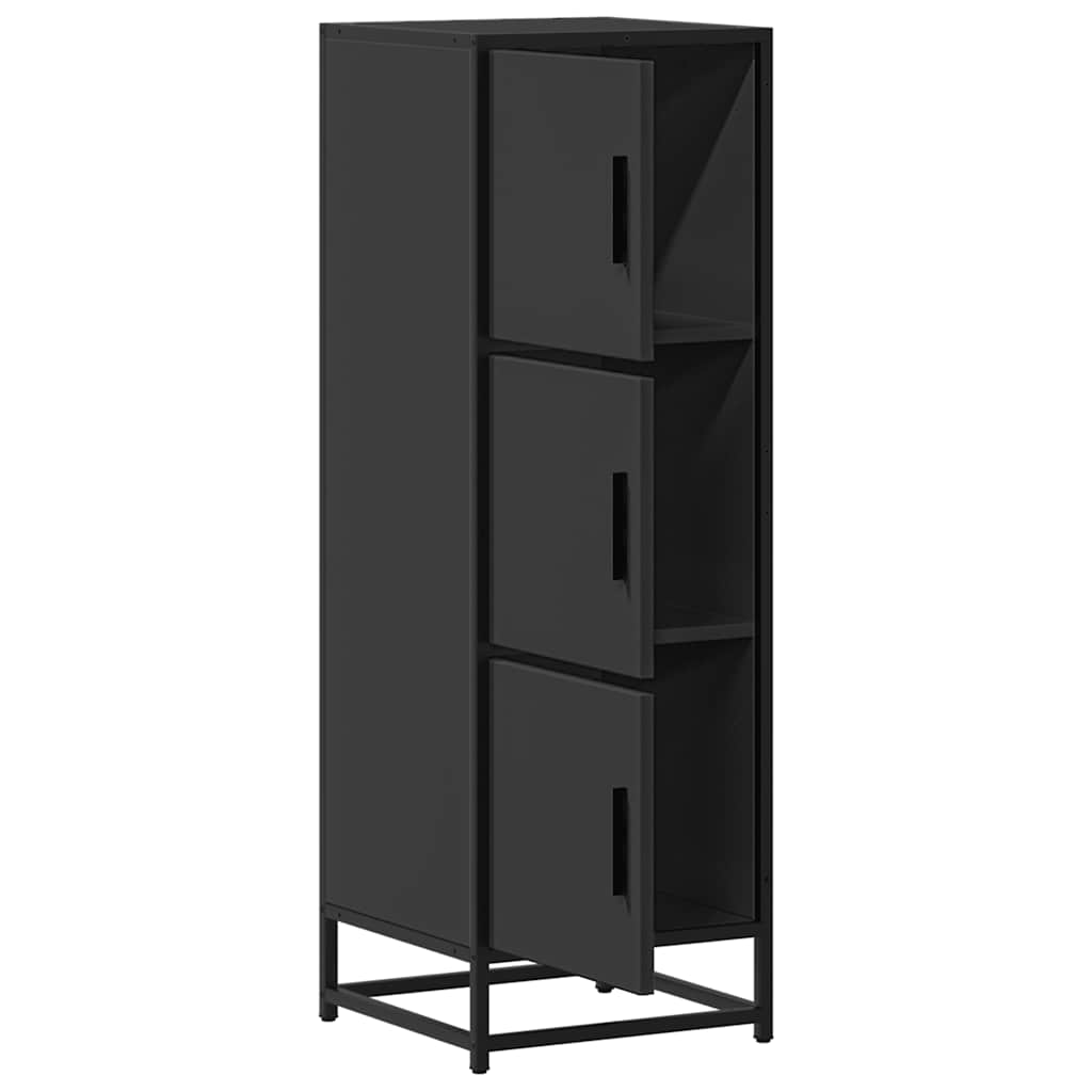 Hoge kast 35,5x35x106,5 cm bewerkt hout en metaal zwart is nu te koop bij PeponiXL, paradijselijk wonen!