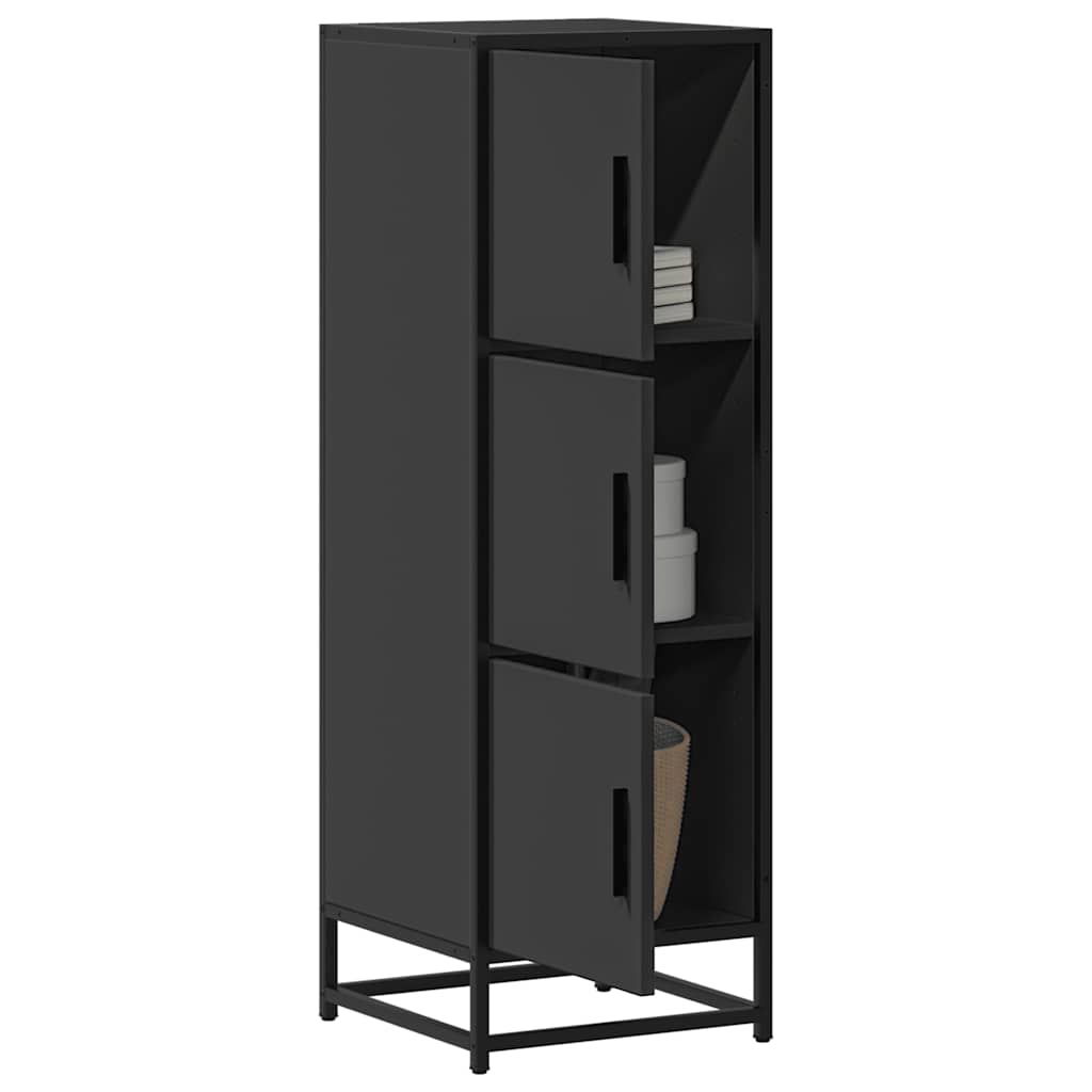 Hoge kast 35,5x35x106,5 cm bewerkt hout en metaal zwart is nu te koop bij PeponiXL, paradijselijk wonen!