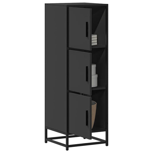 Hoge kast 35,5x35x106,5 cm bewerkt hout en metaal zwart is nu te koop bij PeponiXL, paradijselijk wonen!