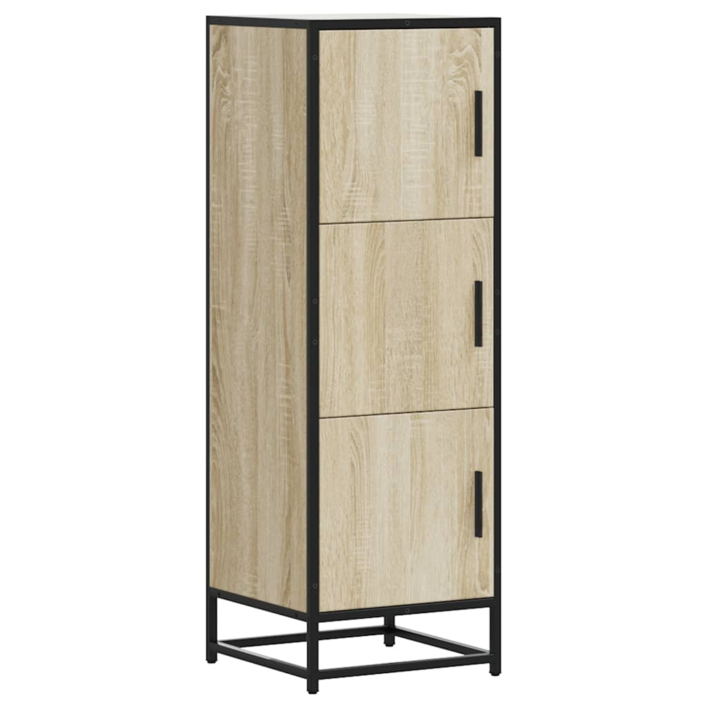 Hoge kast 35,5x35x106,5 cm bewerkt hout en metaal sonoma eiken is nu te koop bij PeponiXL, paradijselijk wonen!