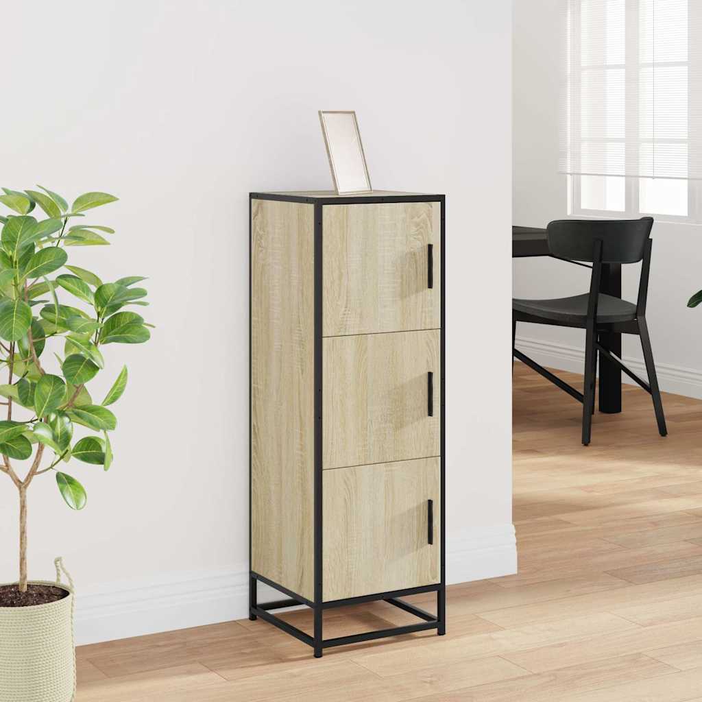 Hoge kast 35,5x35x106,5 cm bewerkt hout en metaal sonoma eiken is nu te koop bij PeponiXL, paradijselijk wonen!