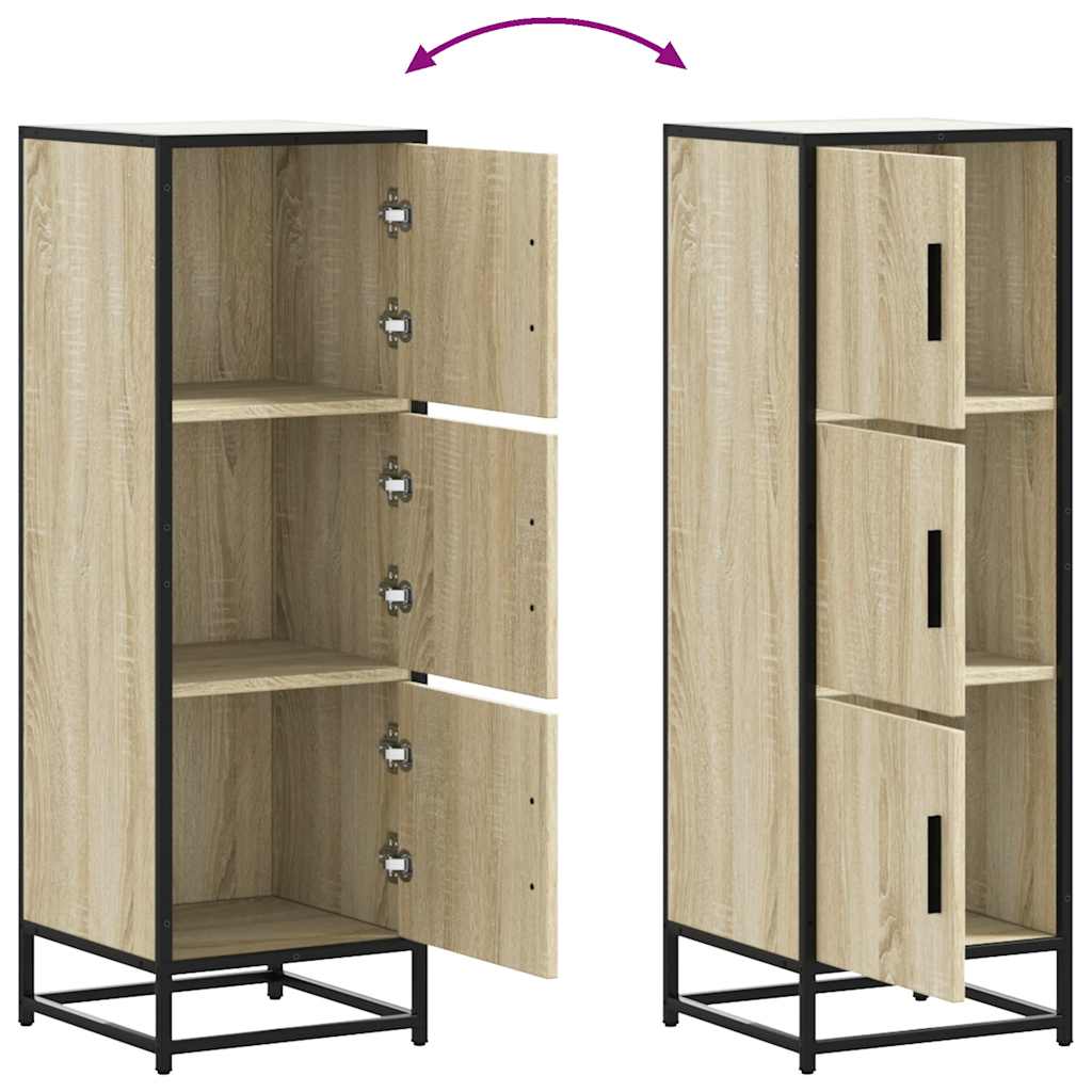 Hoge kast 35,5x35x106,5 cm bewerkt hout en metaal sonoma eiken is nu te koop bij PeponiXL, paradijselijk wonen!