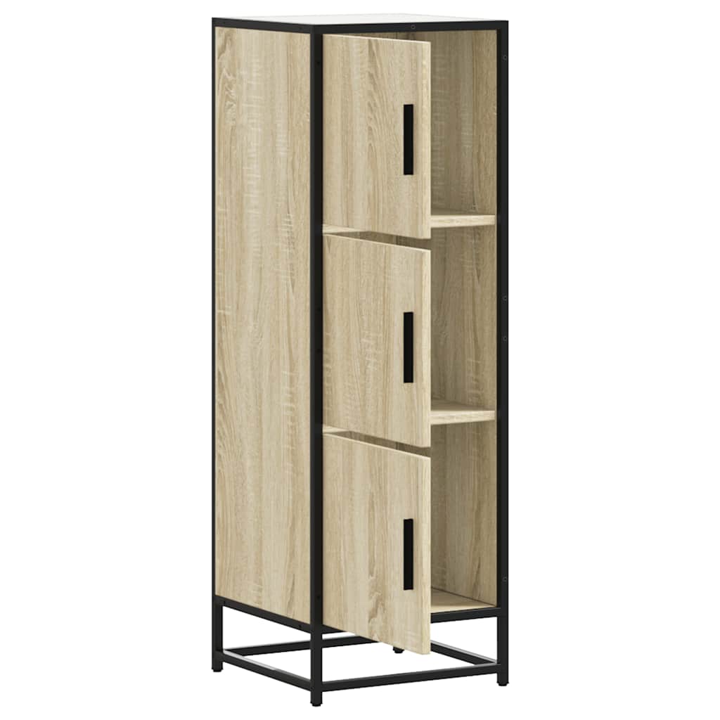 Hoge kast 35,5x35x106,5 cm bewerkt hout en metaal sonoma eiken is nu te koop bij PeponiXL, paradijselijk wonen!