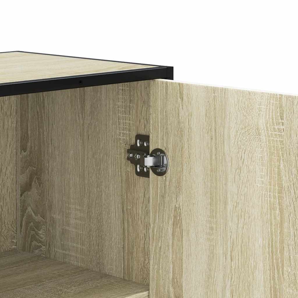 Hoge kast 35,5x35x106,5 cm bewerkt hout en metaal sonoma eiken is nu te koop bij PeponiXL, paradijselijk wonen!