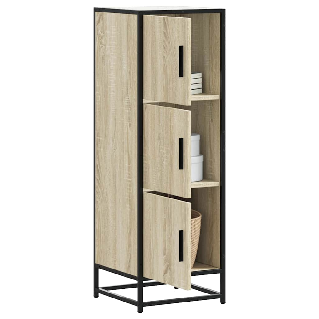 Hoge kast 35,5x35x106,5 cm bewerkt hout en metaal sonoma eiken is nu te koop bij PeponiXL, paradijselijk wonen!