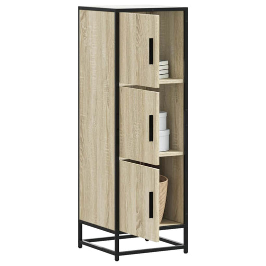 Hoge kast 35,5x35x106,5 cm bewerkt hout en metaal sonoma eiken is nu te koop bij PeponiXL, paradijselijk wonen!