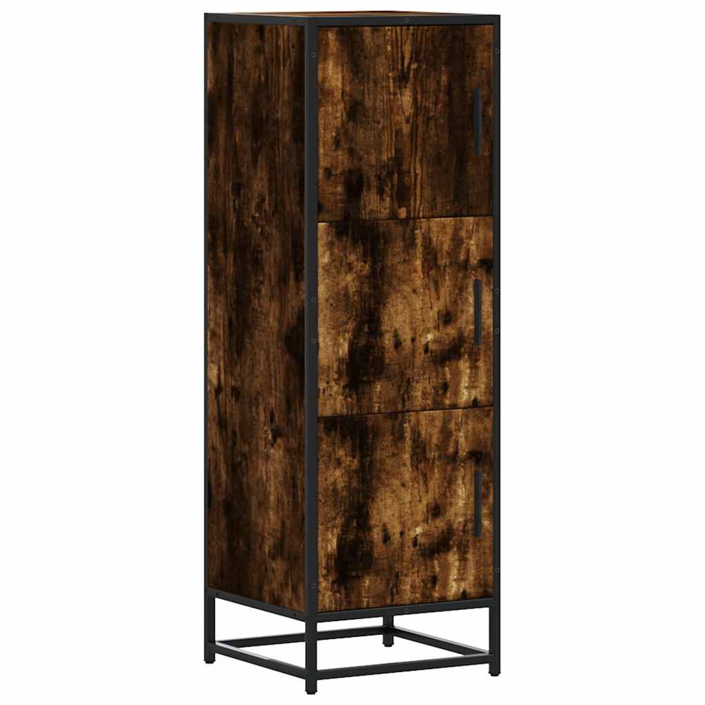 Hoge kast 35,5x35x106,5 cm bewerkt hout en metaal gerookt eiken is nu te koop bij PeponiXL, paradijselijk wonen!
