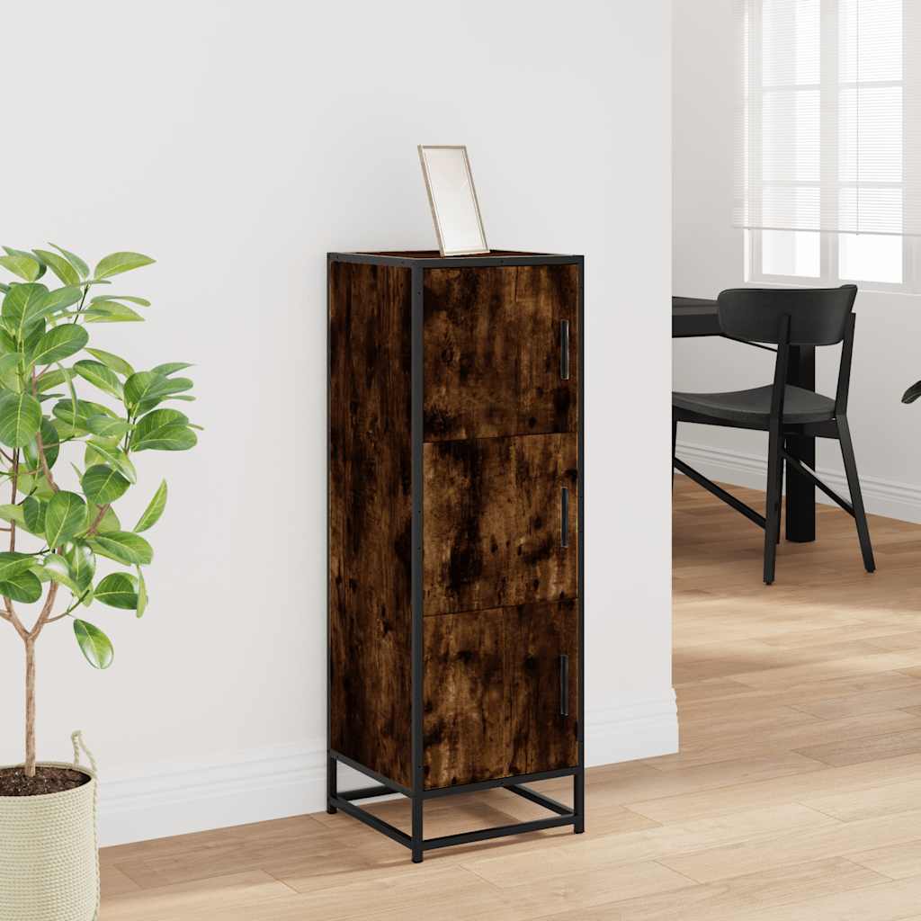 Hoge kast 35,5x35x106,5 cm bewerkt hout en metaal gerookt eiken is nu te koop bij PeponiXL, paradijselijk wonen!
