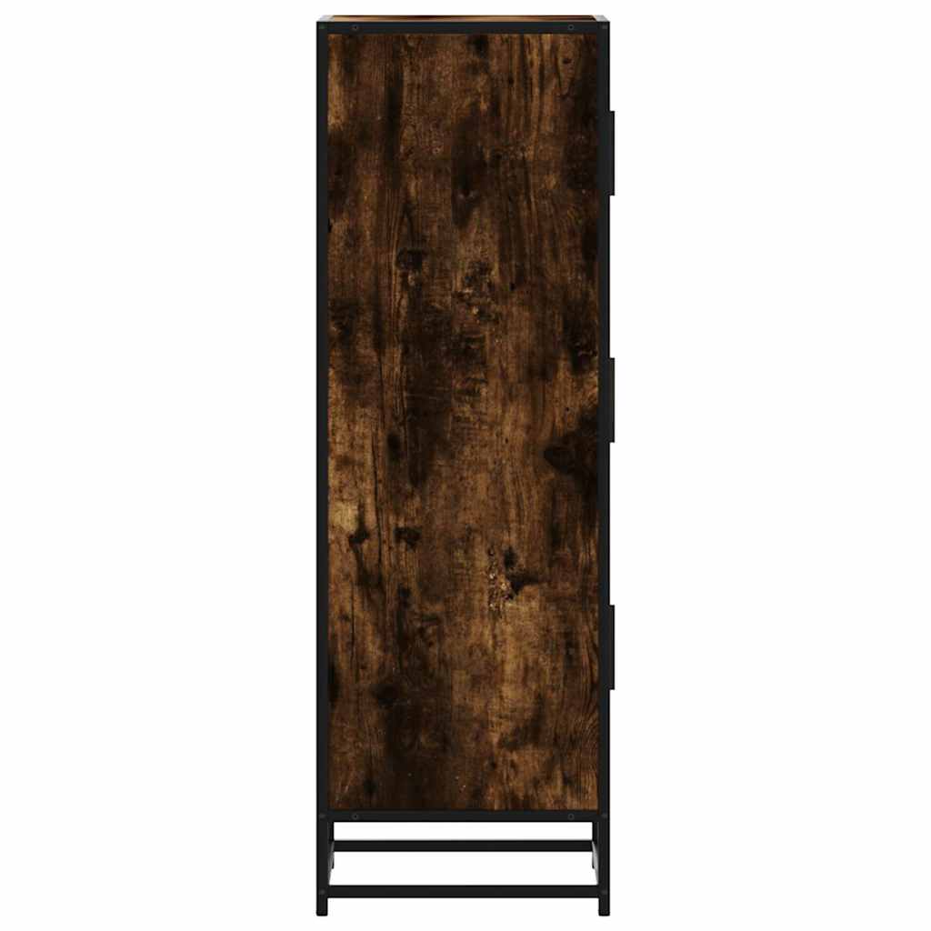 Hoge kast 35,5x35x106,5 cm bewerkt hout en metaal gerookt eiken is nu te koop bij PeponiXL, paradijselijk wonen!