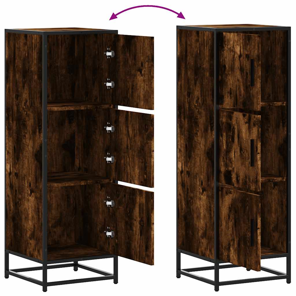 Hoge kast 35,5x35x106,5 cm bewerkt hout en metaal gerookt eiken is nu te koop bij PeponiXL, paradijselijk wonen!